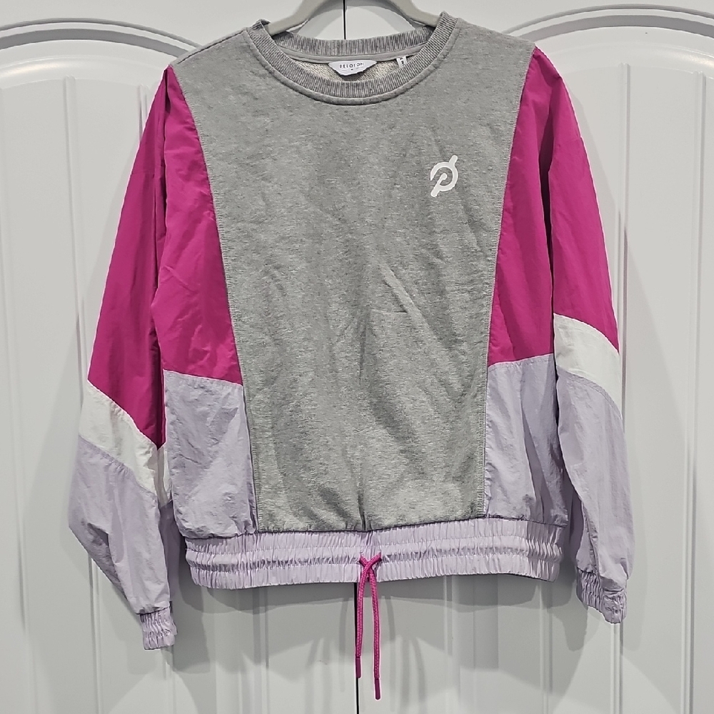 Peloton Gray And Pink Colorblock Sweatshirt - image 1